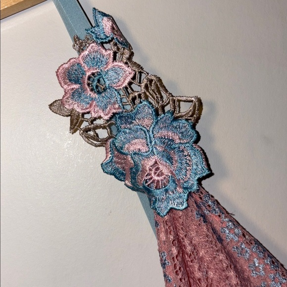 Y2K Pink & Lavender Lace /Floral Appliqué Chemise Lingerie Nightgown Size Large - Picture 6 of 17